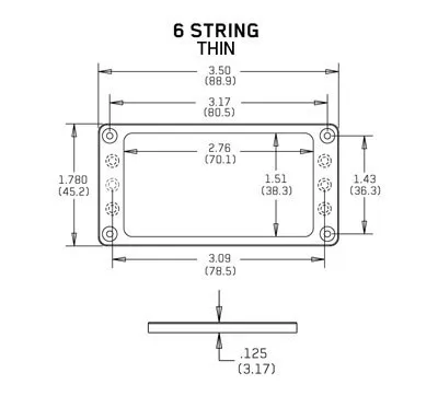 EMG Flat 6 T Plastový Rámik pre snímač Humbucker Biela EMG Flat 6 T Plastový Rámik pre snímač Humbucker Biela