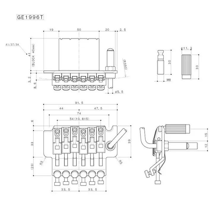 Gotoh GE1996T – 6-Strunové Floyd Rose Tremolo, Čierna Gotoh GE1996T – 6-Strunové Floyd Rose Tremolo, Čierna