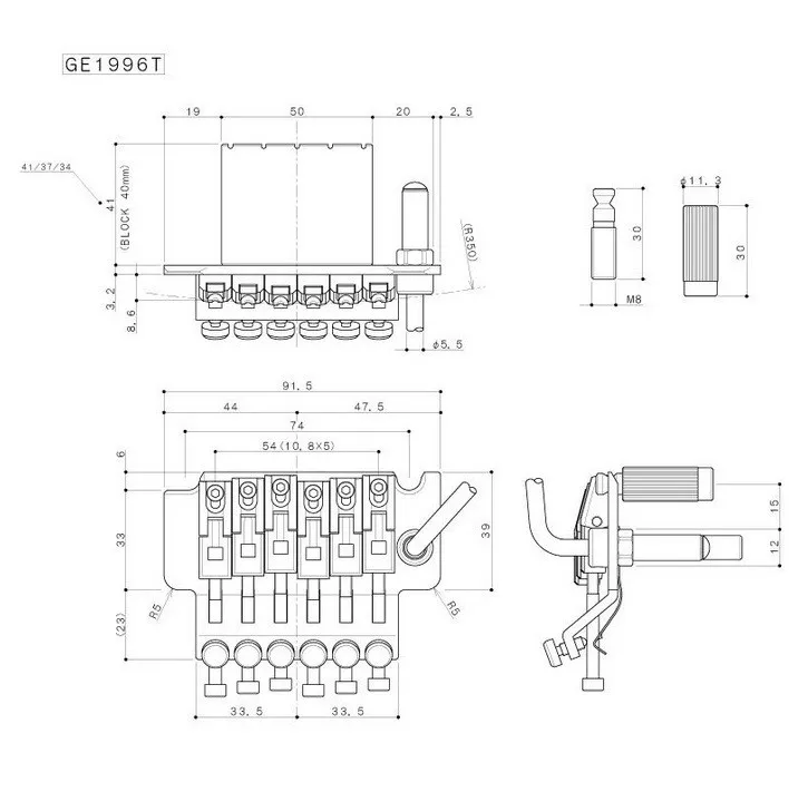 Gotoh GE1996T – 6-Strunové Floyd Rose Tremolo, Cosmo-black Gotoh GE1996T – 6-Strunové Floyd Rose Tremolo, Cosmo-black