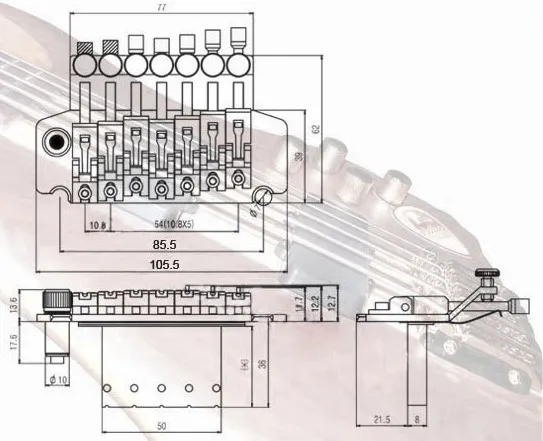 Partsland FRT70 – 7-strunový tremolo systém (Floyd Rose Style), Chrom Partsland FRT70 – 7-strunový tremolo systém (Floyd Rose Style), Chrom