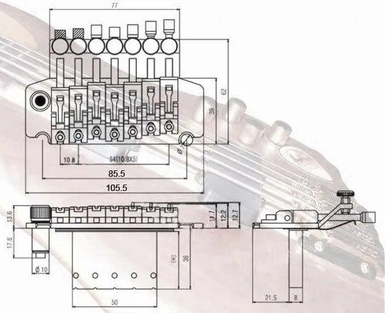 Partsland FRT70 – 7-strunový tremolo systém (Floyd Rose Style), Chrom Partsland FRT70 – 7-strunový tremolo systém (Floyd Rose Style), Chrom