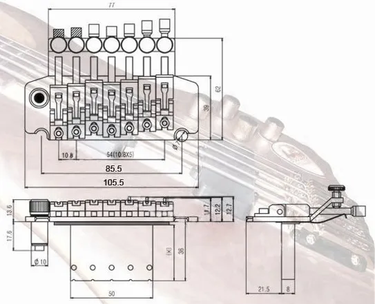 Partsland FRT70 – 7-strunový tremolo systém (Floyd Rose Style), Čierny Partsland FRT70 – 7-strunový tremolo systém (Floyd Rose Style), Čierny