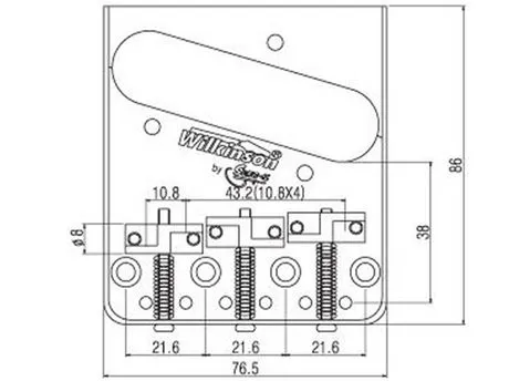 Wilkinson Pevná kobylka pre 6-strunovú gitaru typ Tele, mosadzné kamene – Zlatá