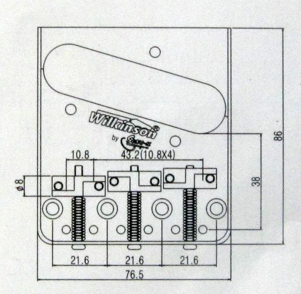 Wilkinson Pevná kobylka pre 6-strunovú gitaru typ Tele, mosadzné kamene – Chrom