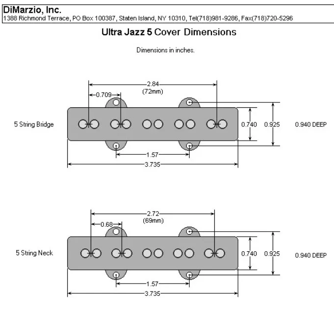 Dimarzio DP552 Area J 5 Pair Sada Čierna