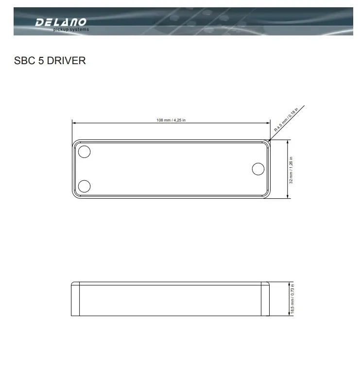 Delano SBC5 HE/S-4 Driver Bridge Snímač pre 5 strunovú Basgitaru Delano SBC5 HE/S-4 Driver Bridge Snímač pre 5 strunovú Basgitaru
