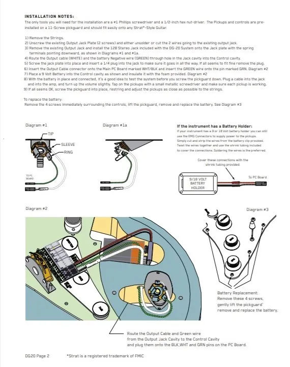 EMG DG20 David Gilmour – Kompletná sada gitarových snímačov pre Strat, Biela