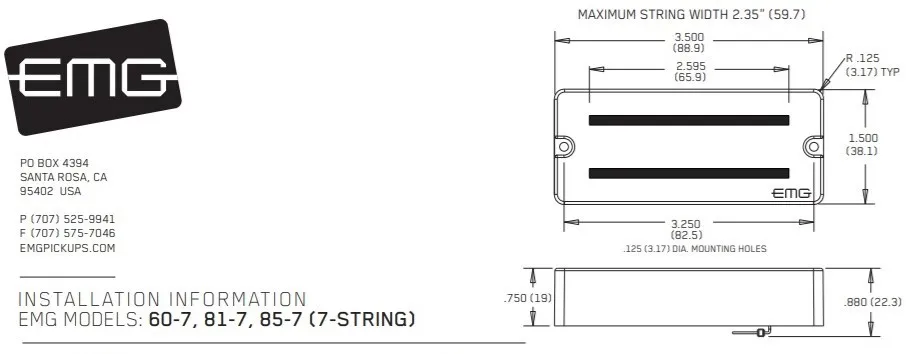 EMG 81-7 Aktívny Gitarový Snímač Humbucker, Čierna EMG 81-7 Aktívny Gitarový Snímač Humbucker, Čierna