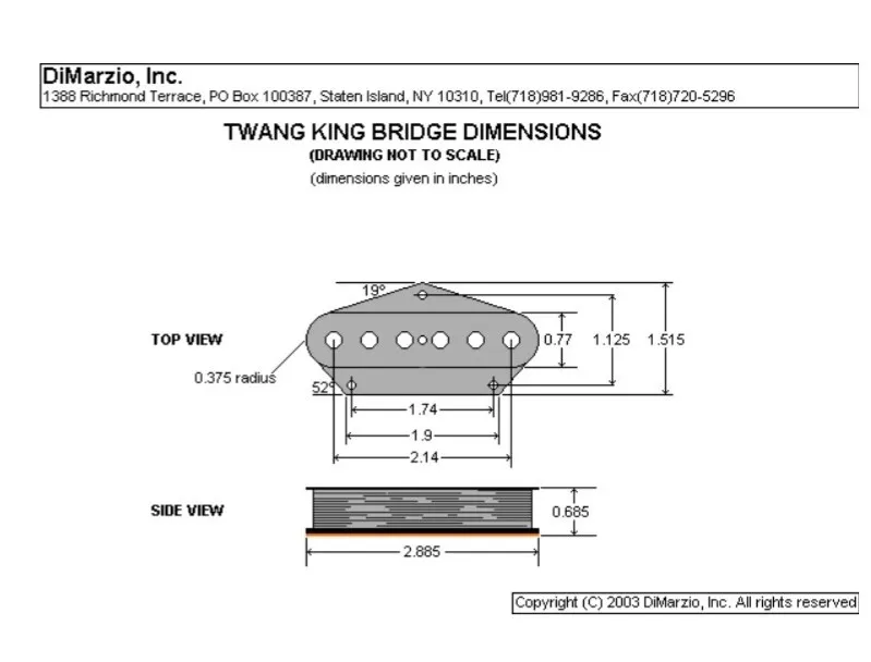 DiMarzio DP173 Twang King Telecaster Bridge Čierna DiMarzio DP173 Twang King Telecaster Bridge Čierna