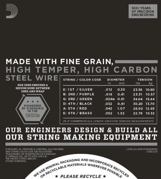 Daddario ECG 25 Struny pre Elektrickú Gitaru 012-052