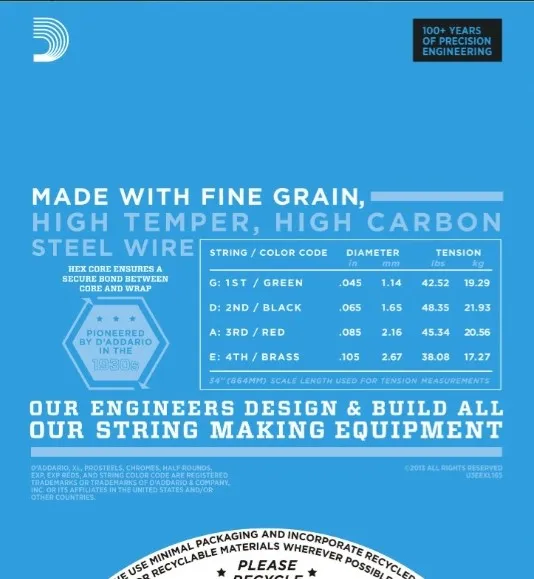 D’Addario EXL165 – Struny pre 4-strunovú Basgitaru .045–.105 D’Addario EXL165 – Struny pre 4-strunovú Basgitaru .045–.105