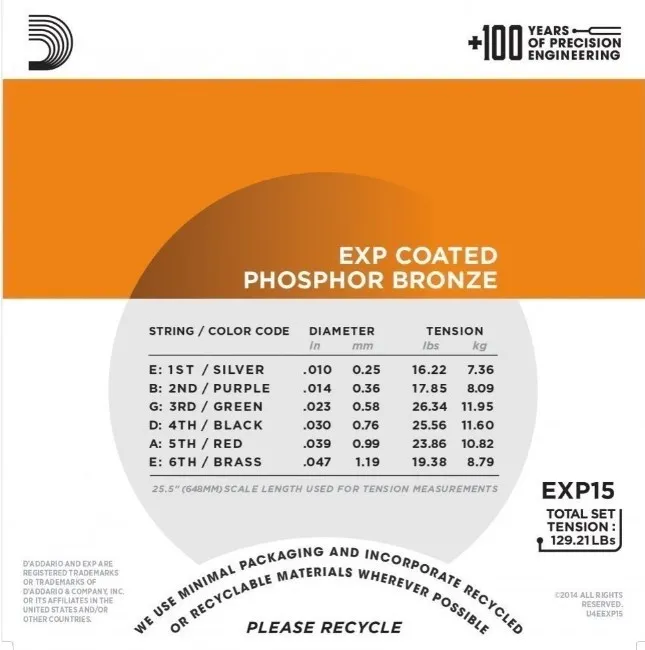 Daddario EXP15 Struny pre Akustickú Gitaru 010-047