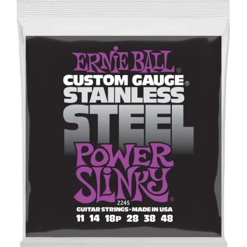 Ernie Ball 2245 Stainless Steel Power Slinky Struny pre Elektrickú Gitaru 011-048
