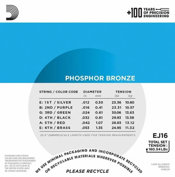 D’Addario EJ16 Struny pre akustickú gitaru, Light 12-53 Bulk D’Addario EJ16 Struny pre akustickú gitaru, Light 12-53 Bulk