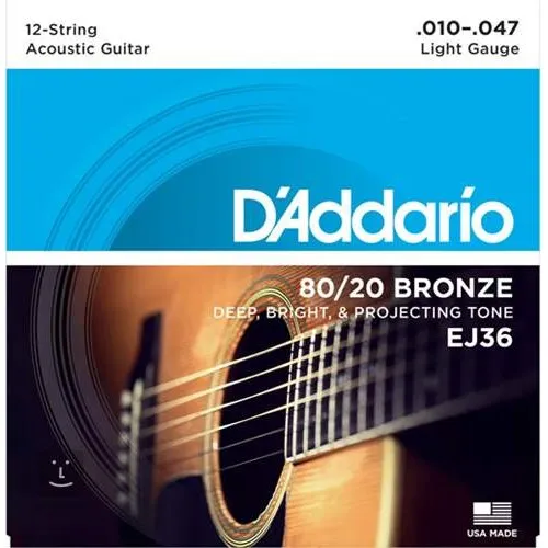Daddario EJ 36 Struny pre 12 Strunovú Akustickú Gitaru 010-047