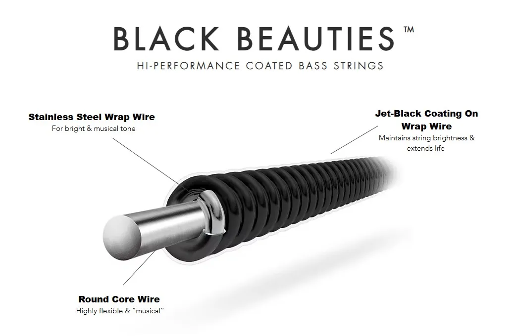 DR Strings BKB-45 Struny Basgitara Čierna DR Strings BKB-45 Struny Basgitara Čierna
