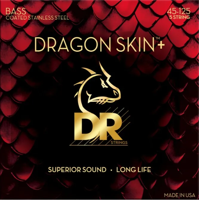 DR Strings DBS5-45 Dragon Skin+ Coated Steel Medium 45-125 Struny Basgitara