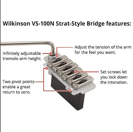 Wilkinson VS100N by Gotoh – 6-strunové tremolo (ST-Style), Chrom Wilkinson VS100N by Gotoh – 6-strunové tremolo (ST-Style), Chrom