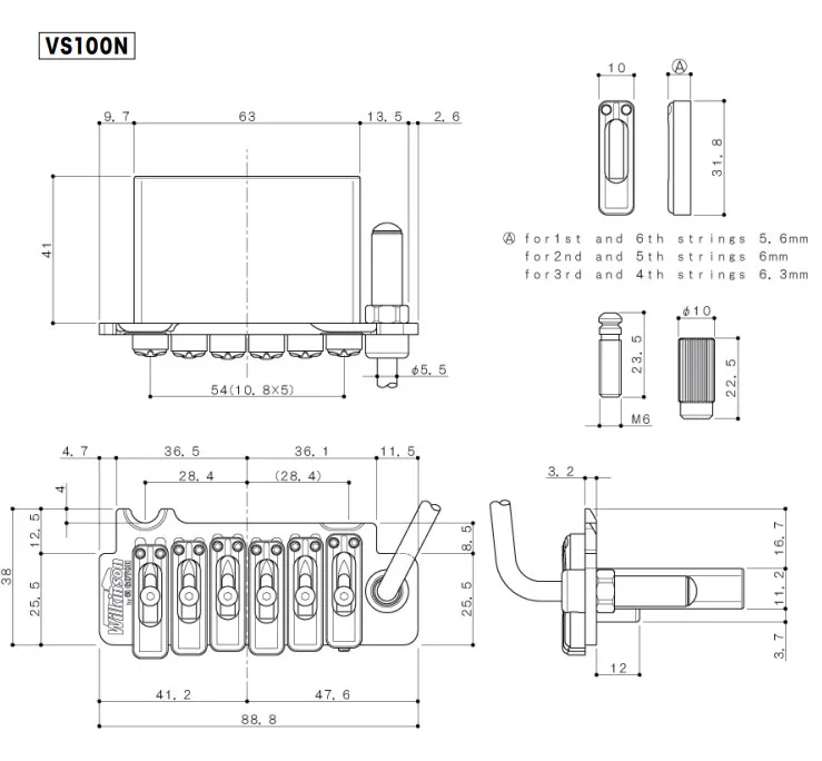 Wilkinson VS100N by Gotoh – 6-strunové tremolo (ST-Style), Chrom Wilkinson VS100N by Gotoh – 6-strunové tremolo (ST-Style), Chrom