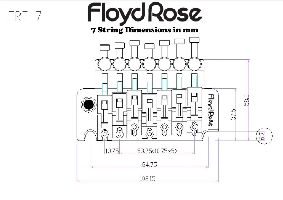 Floyd Rose FRTS300 Original tremolo systém pre 7-strunovú gitaru – zlatá