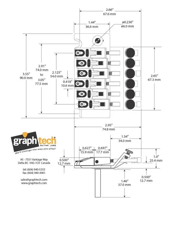 GraphTech Ghost LB63 – 6-strunový piezo tremolo systém (Floyd Rose Style), Zlatý GraphTech Ghost LB63 – 6-strunový piezo tremolo systém (Floyd Rose Style), Zlatý