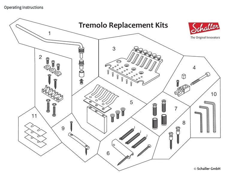 Schaller LockMeister® 7 – 7-strunový tremolo systém, Zlatý Schaller LockMeister® 7 – 7-strunový tremolo systém, Zlatý