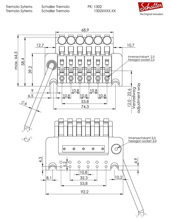 Schaller Tremolo – 6-strunový tremolo systém (FR-Style), Chrom Schaller Tremolo – 6-strunový tremolo systém (FR-Style), Chrom