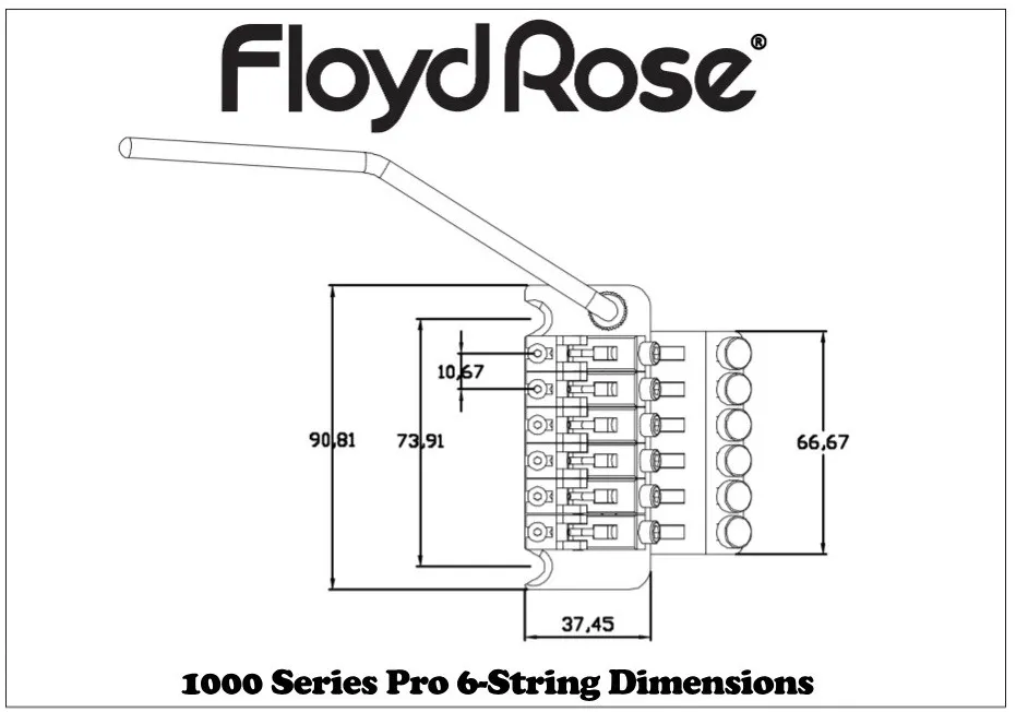 Floyd Rose FRTP1000 tremolo systém pre 6-strunovú gitaru – Chróm