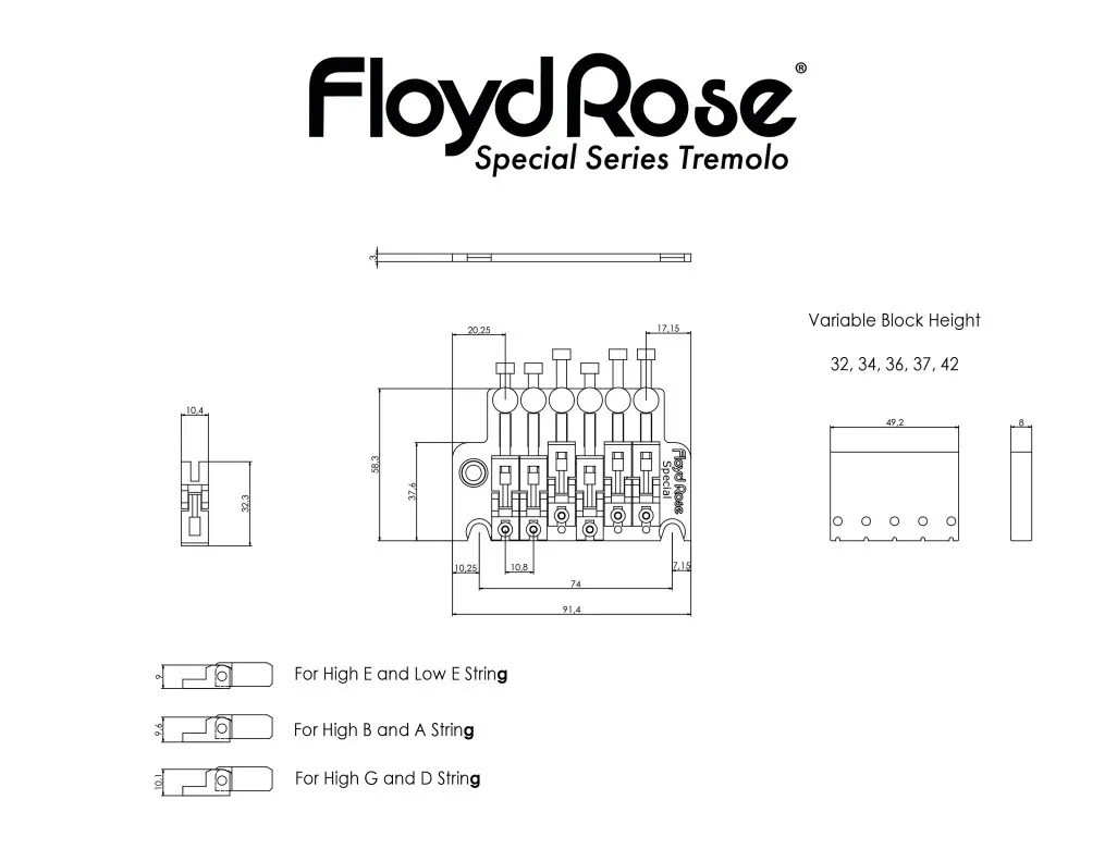 Floyd Rose FRTS2000 Special tremolo systém pre 6-strunovú gitaru – Čierna