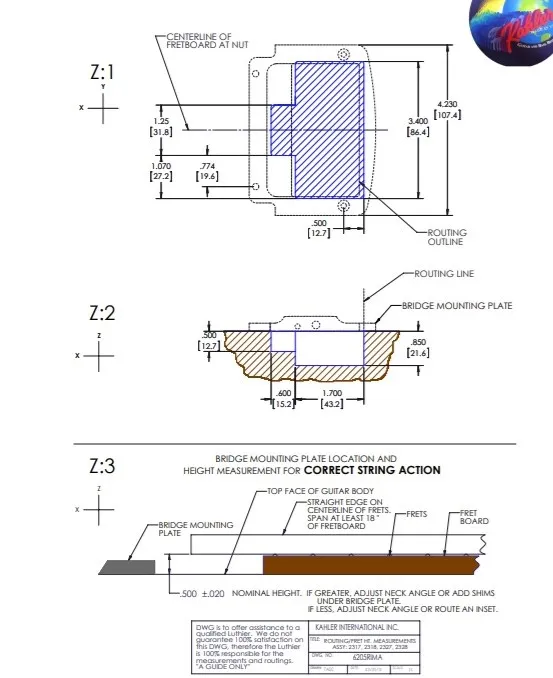 Kahler 2327 Professional – 7-strunový Flat Mount tremolo systém, Chrom Kahler 2327 Professional – 7-strunový Flat Mount tremolo systém, Chrom