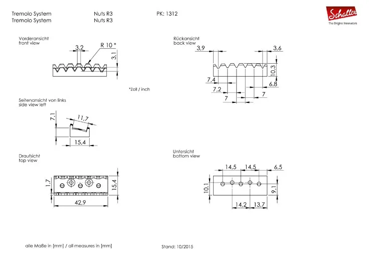 Schaller R3 Zámok Strún Tremolo Radius 10 Chrom Schaller R3 Zámok Strún Tremolo Radius 10 Chrom