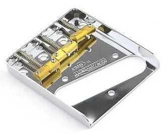 Wilkinson Hardtail Bridge for 6-String Tele-Style Guitar, Brass Saddles – Chrome