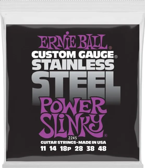 Ernie Ball 2245 Stainless Steel Power Slinky Struny pre Elektrickú Gitaru 011-048