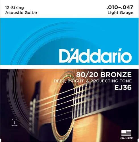 Daddario EJ 36 Struny pre 12 Strunovú Akustickú Gitaru 010-047