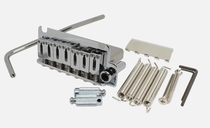 Gotoh NS510TS-FE7 – 7-strunové tremolo s oceľovým blokom (ST-Style), Chróm